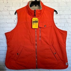 NEW Carhartt Reversible Sherpa Lined Vest Women Size Plus 2X Orange OV3907-W